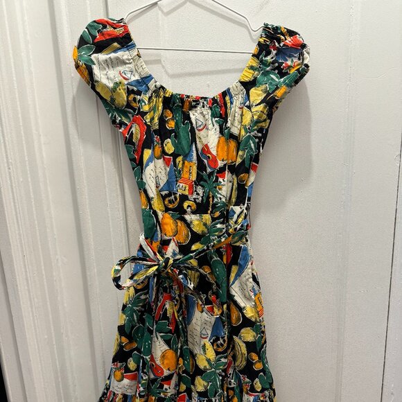 J.Crew Off the Shoulder Tropical Print Dress Size 4 - Picture 1 of 5